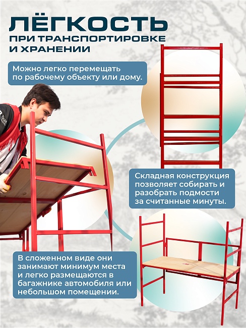 Подмости складные малярные многоярусные Промышленник H104 эконом фото 5