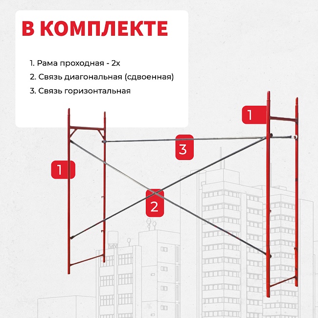 Леса строительные рамные Промышленник ЛРСП 20 секция фото 5