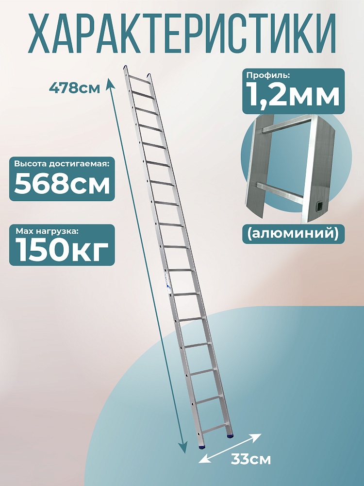 Лестница односекционная Alumet Ал 5117 фото 2