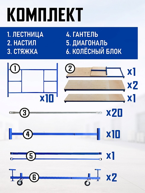 Вышка-тура Промышленник ВСП ПРОМ 2.0х2.0, 6.4 м фото 4